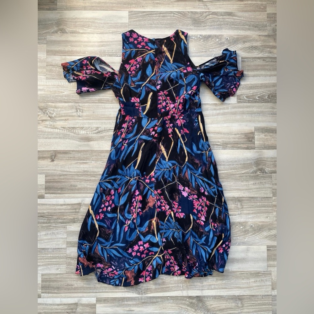 Anthropologie Maeve Floral Cold Shoulder Midi Dress Size 2 Whymsygoth